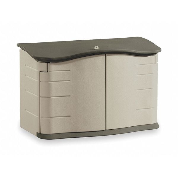 Rubbermaid Commercial 18 cu ft Resin Horizontal Outdoor Storage Shed, Sandstone - FG374801OLVSS