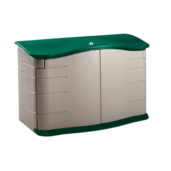 Rubbermaid Commercial 18 cu ft Resin Horizontal Outdoor Storage Shed, Sandstone - FG374801OLVSS