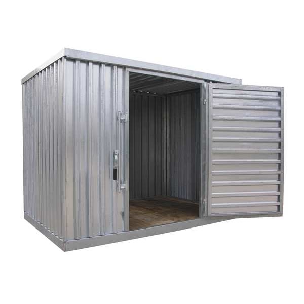 Zoro Select Steel Single Depth Storage Building, Silver - STOR-96-G-W-1RH