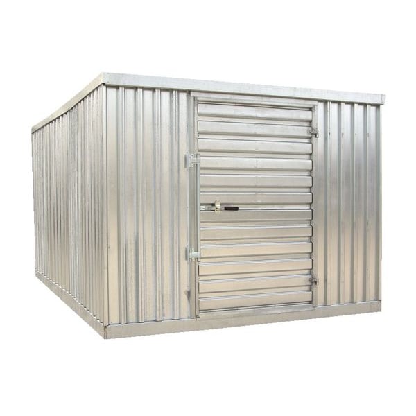 Zoro Select Steel Single Depth Storage Building, Silver - STOR-96-G-W-1RH