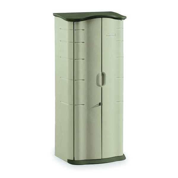 Rubbermaid Commercial 17 cu ft Resin Vertical Outdoor Storage Shed, Sandstone - FG374901OLVSS