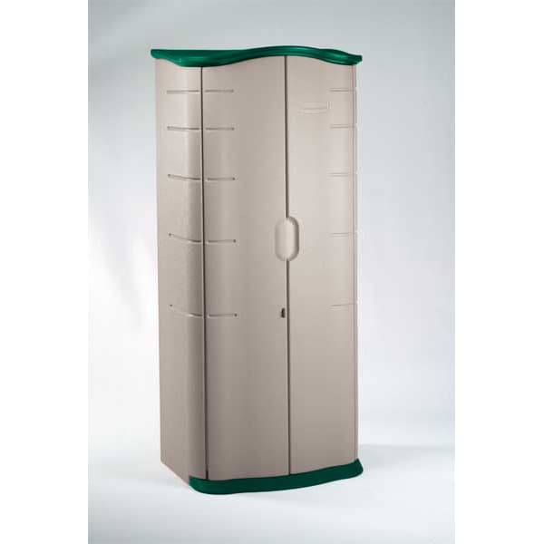Rubbermaid Commercial 17 cu ft Resin Vertical Outdoor Storage Shed, Sandstone - FG374901OLVSS