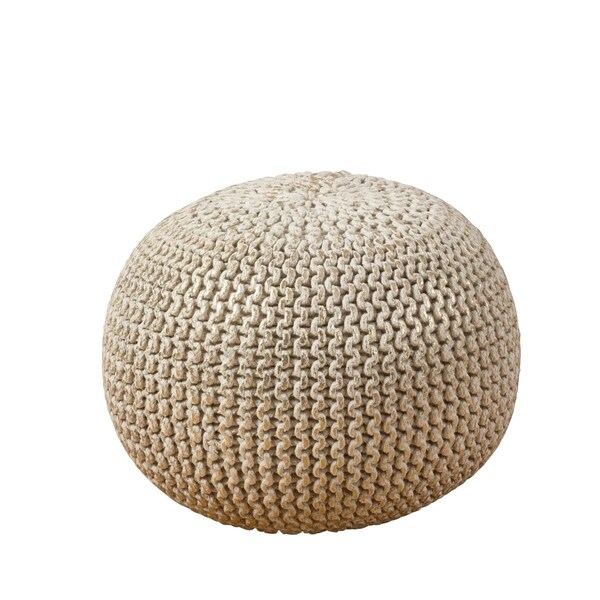 Doba-Bnt SARO  Cotton Twisted Foil Print Rope Pouf  Gold - SA3202380