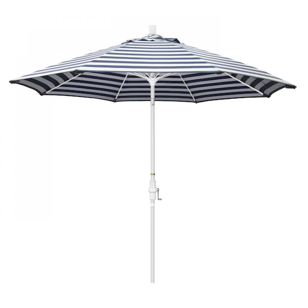 California Umbrella Patio Umbrella, Octagon, 101" H, Olefin Fabric, Navy White Cabana Stripe - 194061027202