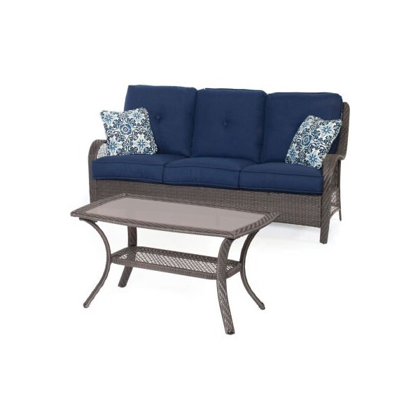 Almo Fulfillment Services Hanover Orleans 2 Piece Patio Set, Navy Blue/Gray - ORLEANS2PC-G-NVY