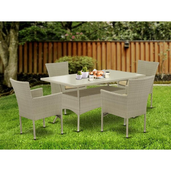 Invernadero 5 Piece Oslo Outdoor-furniture Natural Color Wicker Dining Set - Natural - IN2246820