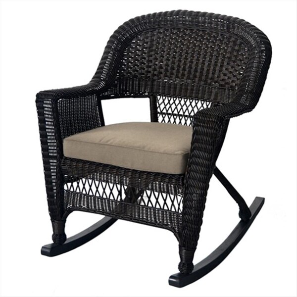 Propation W00201R-A-2-FS006 Espresso Rocker Wicker Chair With Tan Cushion - Set 2 - PR737674