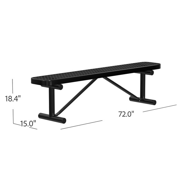 Leisure Craft Leisure Craft 6 FT Outdoor Bench without Back, Portable, Black - B6XPP-BLACK
