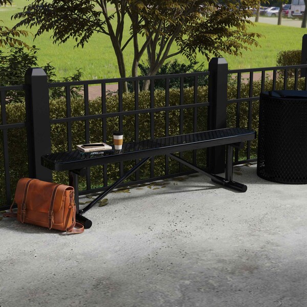 Leisure Craft Leisure Craft 6 FT Outdoor Bench without Back, Portable, Black - B6XPP-BLACK