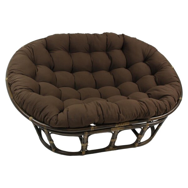 International Caravan 63 x 45 in. Rattan Double Papasan Chair with Twill Cushion, Chocolate Brown - 3304-TW-CH