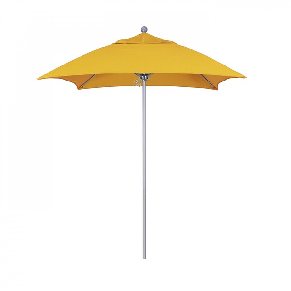 California Umbrella 6' Silver Aluminum Market Patio Umbrella, Sunbrella Sunflower Yellow - 194061333990