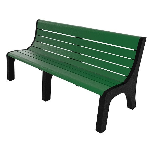 Ultrasite Outdoor Bench, 72 in L, Green - PB 6GRENEW