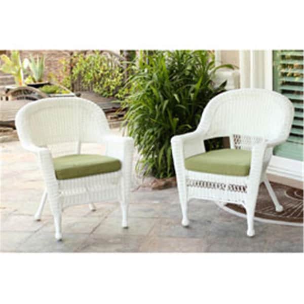Propation W00206-C-2-FS029-CS White Wicker Chair with Green Cushion - Set of 2 - PR2999301