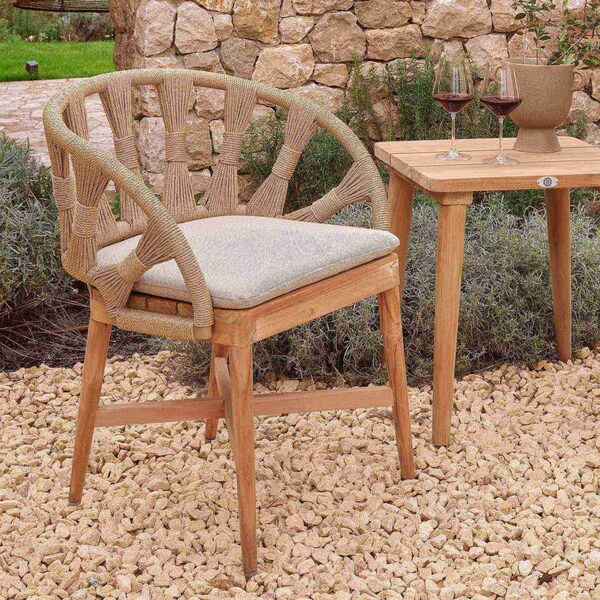 Skyline Design Krabi Dining Armchair with Sunbrella Cushion - 24107-RNAT-CUSH