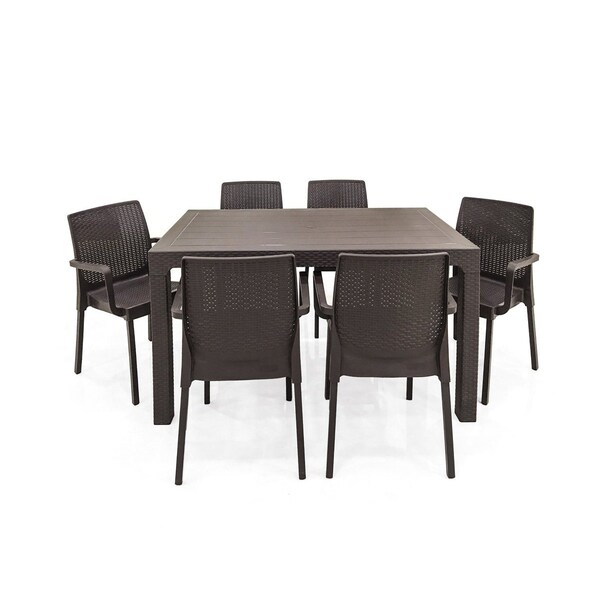 Rainbow Outdoor Napoli 7-Piece Dining Set-Brown - RBO-NAPOLI-BRW-7DA