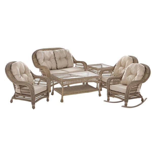 Bold Fontier Saturn Collection Outdoor Garden Patio Cappuccino Furniture Conversation Set - 6 Piece - BO2690289