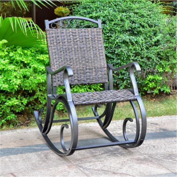 International Caravan Ibiza Resin Pandan Aluminum Rocking Chair, Dark Coffee - 4404-RKR-DCF