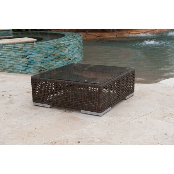 Hospitality Rattan Patio Soho Coffee Table with Glass - 903-1321-JBP-CT-GL