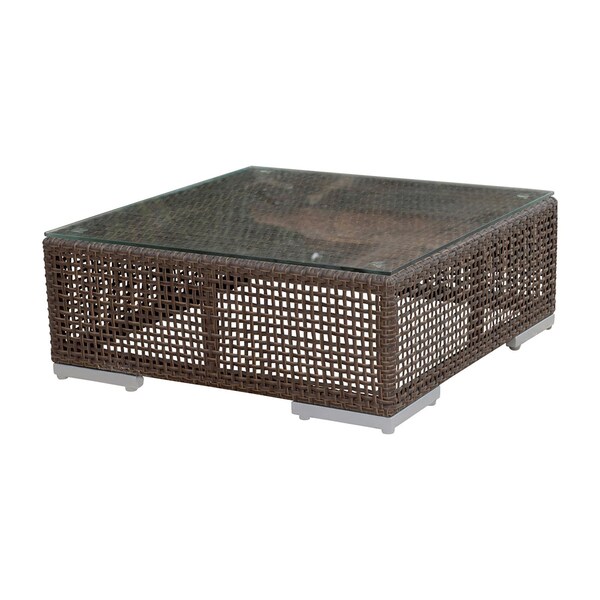 Hospitality Rattan Patio Soho Coffee Table with Glass - 903-1321-JBP-CT-GL