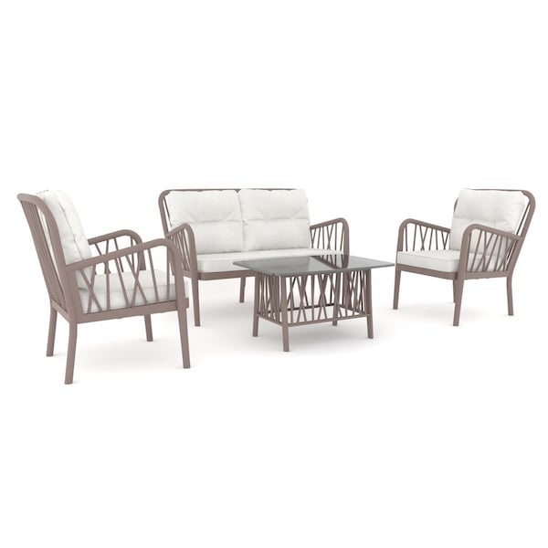 Rainbow Outdoor Gala 4 Pc Seating Set w/cushion-Cappuccino - RBO-GALA-CAP-4PS