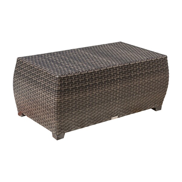 Hospitality Rattan Patio Fiji Coffee Table with Glass - 901-1347-ATQ-CT-GL