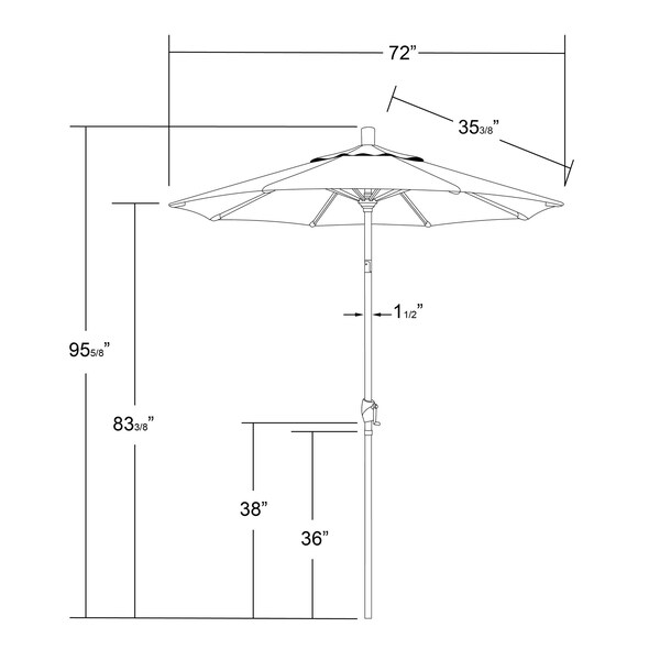 California Umbrella 6' Grey Aluminum Market Patio Umbrella, Sunbrella Sunflower Yellow - 194061338100