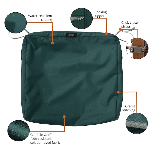 Classic Accessories Ravenna Patio Cushion Slipcover, Mallard Green, 21" - 60-372-011101-RT