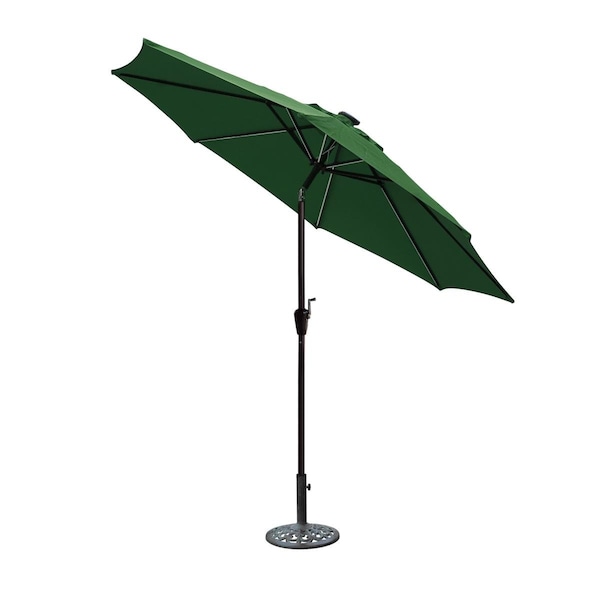 Propation 9 ft. Aluminum Umbrella with Crank & Solar Guide Tubes - Brown Pole & Green Fabric - PR1081270
