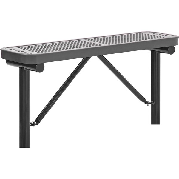 Global Industrial 4ft Outdoor Steel Flat Bench, Perforated Metal, In Ground Mount, Gray - 695742IGY