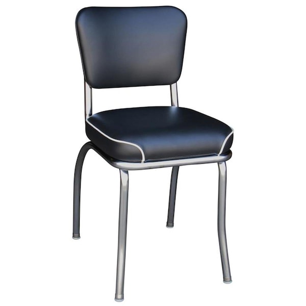 Richardson Seating Corp Richardson Seating Corp 4210BLKWF 4210 Diner Chair -Black- with 2 in. Waterfall Seat - Chrome - Black - 4210BLKWF