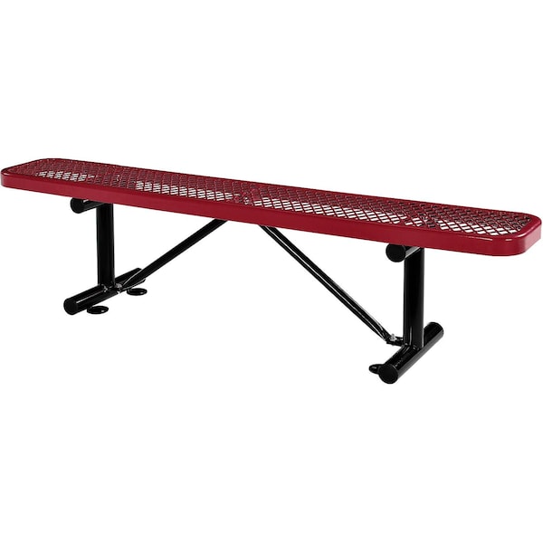 Global Industrial 6ft Outdoor Steel Flat Bench, Expanded Metal, Red - 277156RD