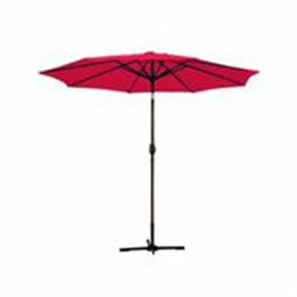 Jeco 9 Ft. Aluminum Patio Market Umbrella Tilt with Crank - Red Fabric & Bronze Pole - UBP94-UBF91