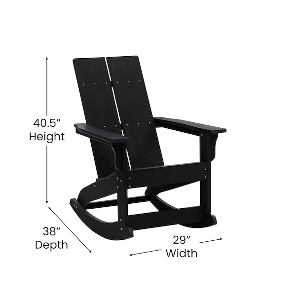 Flash Furniture 2 Modern Black Adirondack Rockers & Side Table - JJ-C14709-2-T14001-BK-GG