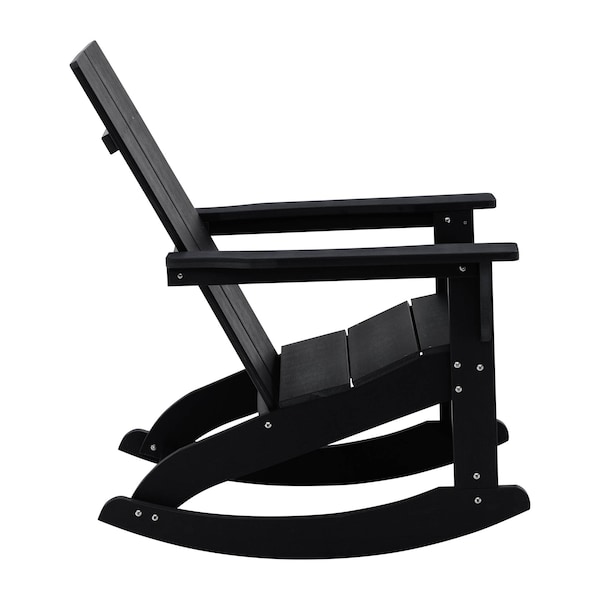 Flash Furniture 2 Modern Black Adirondack Rockers & Side Table - JJ-C14709-2-T14001-BK-GG