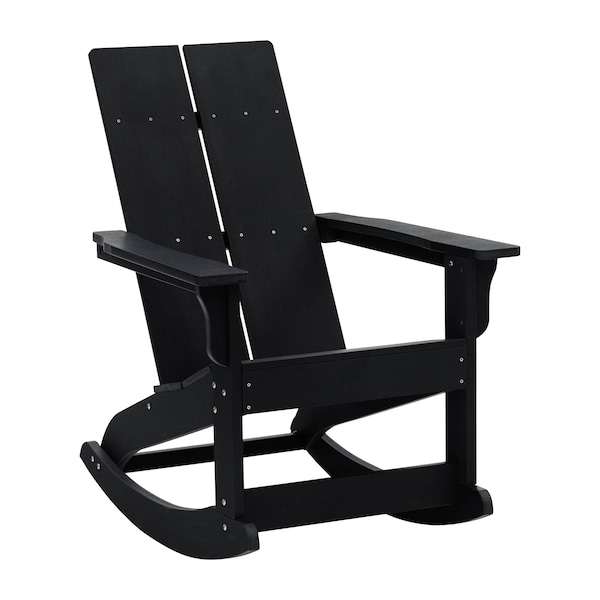 Flash Furniture 2 Modern Black Adirondack Rockers & Side Table - JJ-C14709-2-T14001-BK-GG