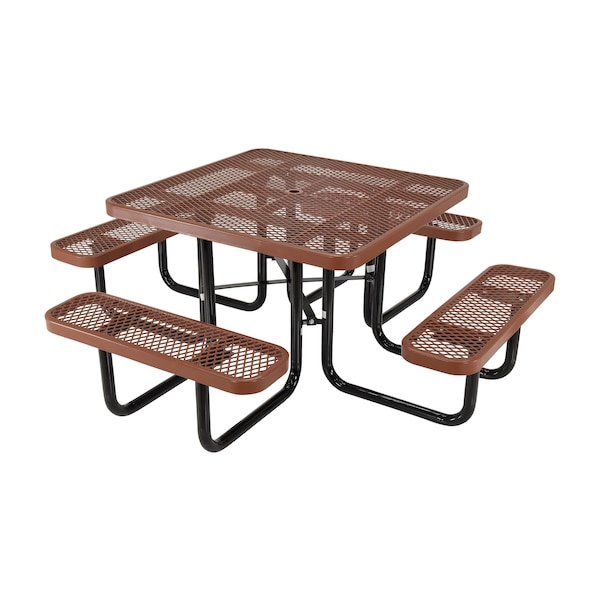 Vestil Square Picnic Table, Brown, Expandable Metal, 80.5 in L - PT-MX-ST-46-BN