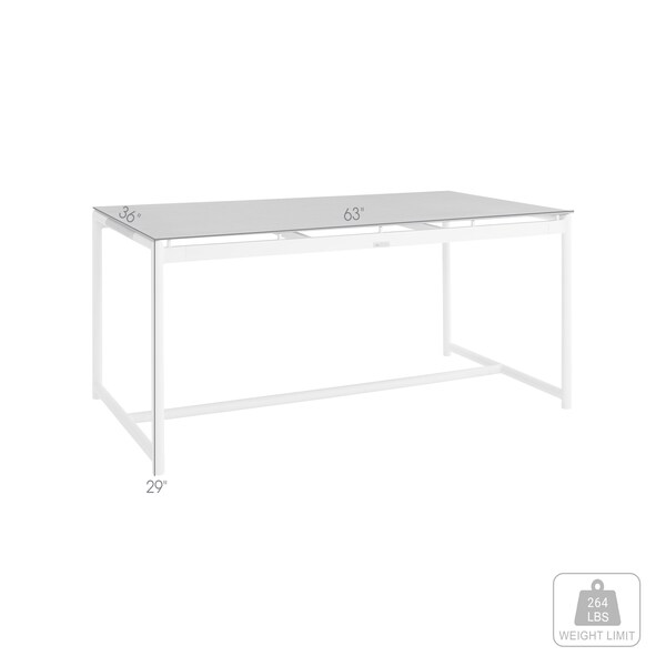 Armen Living Royal White Aluminum and Teak Outdoor Dining Table with Stone Top - 840254332812