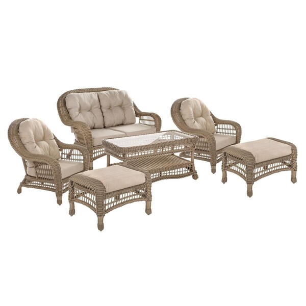 Seatsolutions Outdoor Garden Conversation Set with Ottomans - 6 Piece - SE3283156