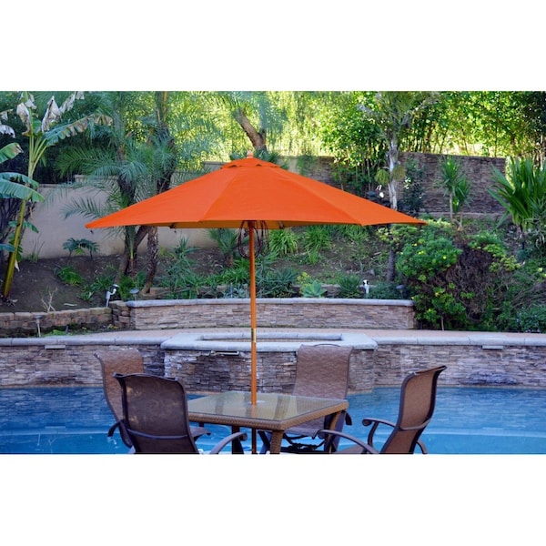Propation 9 ft. Wood Market Umbrella, Orange - PR330851