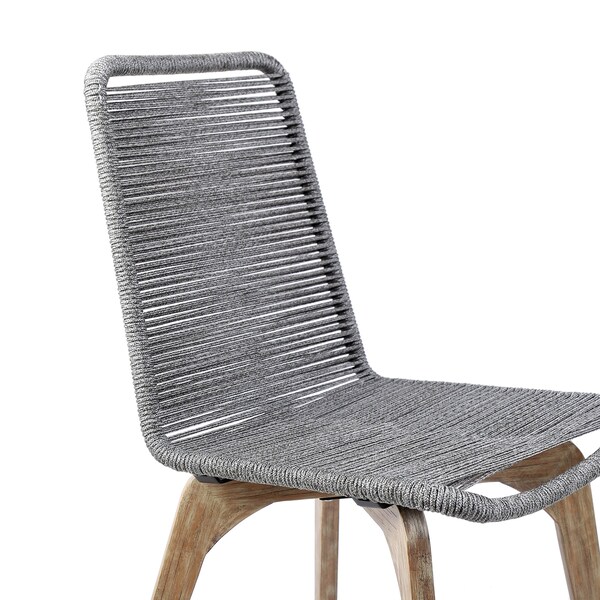 Armen Living Island Outdoor Light Eucalyptus Wood and Gray Rope Dining Chairs - Set of 2 - LCISSIGR