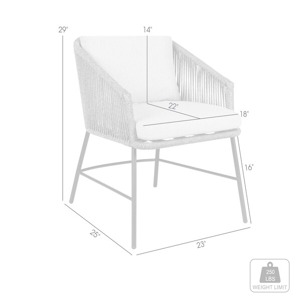Armen Living Calica Outdoor Patio Dining Chair in Black Metal and Gray Rope - 840254332294