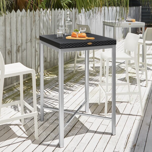 Lagoon Russ Rattan Style Bar Table with Aluminum Legs - 7022K3-B2LGS