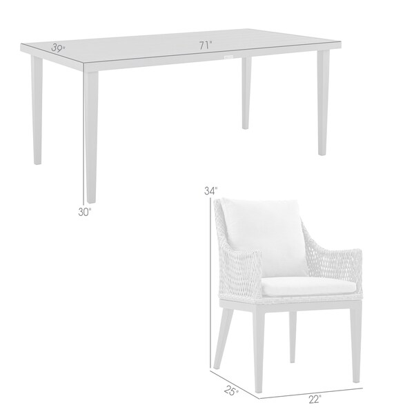Armen Living Silvana 7 Piece Gray Aluminum Outdoor Dining Set with Gray Fabric - 840254332942