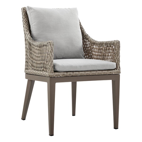 Armen Living Silvana 7 Piece Gray Aluminum Outdoor Dining Set with Gray Fabric - 840254332942