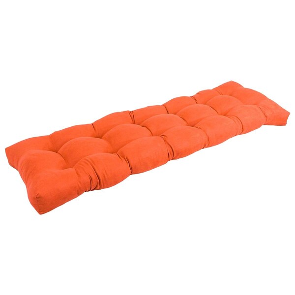 Blazing Needles 55 x 19 in. Tufted Solid Microsuede Bench Cushion, Tangerine Dream - 955X19BF-MS-TD