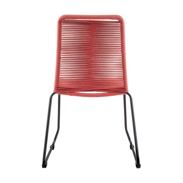 Armen Living Shasta Outdoor Metal and Brick Red Rope Stackable Dining Chair - Set of 2 - LCSHSIBRK