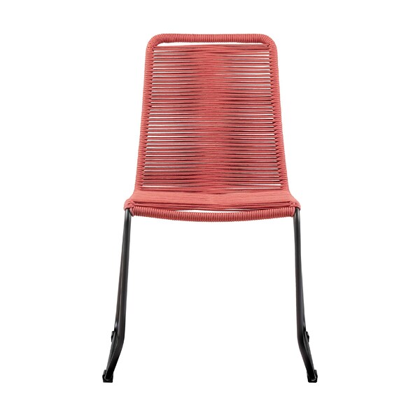Armen Living Shasta Outdoor Metal and Brick Red Rope Stackable Dining Chair - Set of 2 - LCSHSIBRK