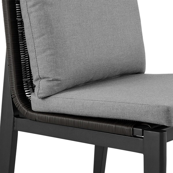 Armen Living Grand Outdoor Patio Dining Chairs in Aluminum with Gray Cushions - Set of 2 - 840254332720