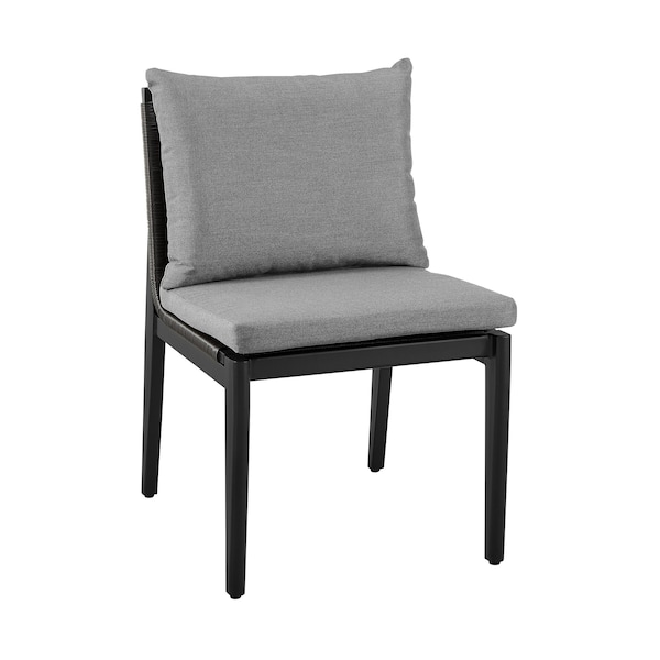 Armen Living Grand Outdoor Patio Dining Chairs in Aluminum with Gray Cushions - Set of 2 - 840254332720