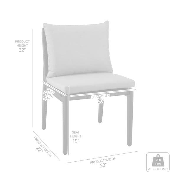 Armen Living Grand Outdoor Patio Dining Chairs in Aluminum with Gray Cushions - Set of 2 - 840254332720